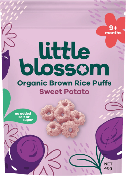 Bánh Puffs Gạo Lứt Hữu Cơ Little Blossom Vị Khoai Lang Tím 40g