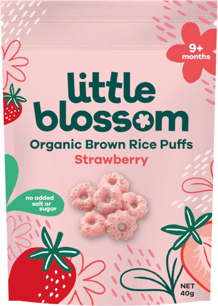Bánh Puffs Gạo Lứt Hữu Cơ Little Blossom Vị Dâu 40g