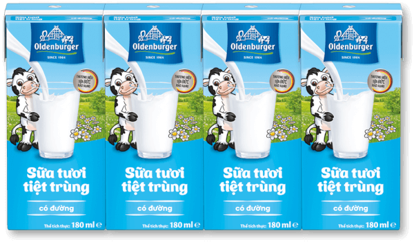 Sữa tươi tiệt trùng Oldenburger có đường 180ml (lốc 4 hộp)