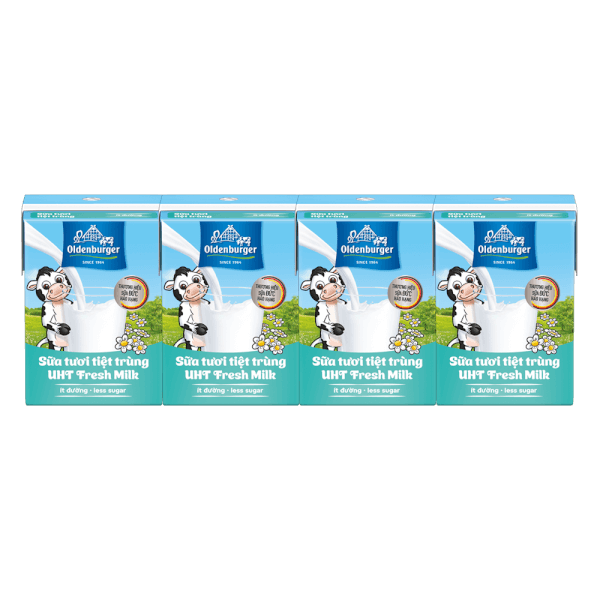 Sữa tươi tiệt trùng Oldenburger ít đường 110ml (lốc 4 hộp)
