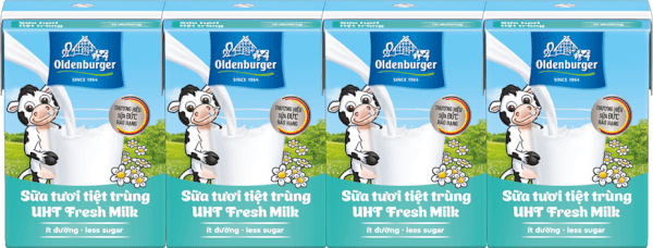 Sữa tươi tiệt trùng Oldenburger ít đường 110ml (lốc 4 hộp)