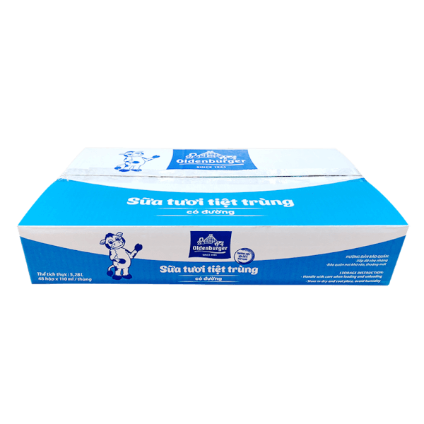 Thùng Sữa tươi tiệt trùng Oldenburger có đường 110ml (lốc 4 hộp)