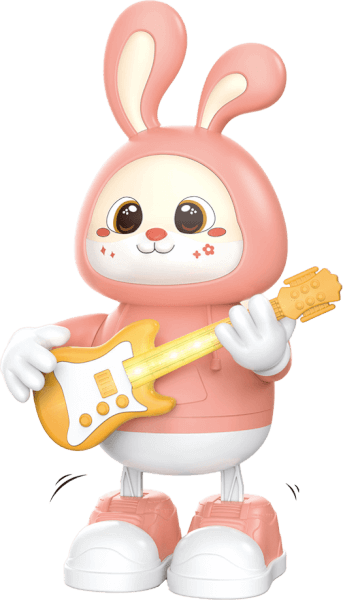 Bé thỏ cầm đàn nhảy múa có nhạc đèn YN545066 C402 (Hồng)
