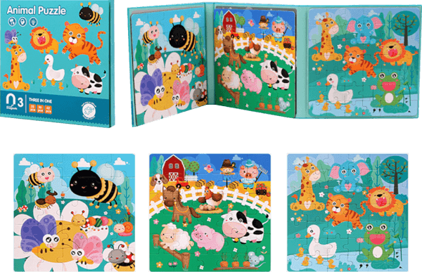 Bộ 3 tranh ghép hình nam châm học về động vật 3in1 25,30,42pcs RFD555351 C401