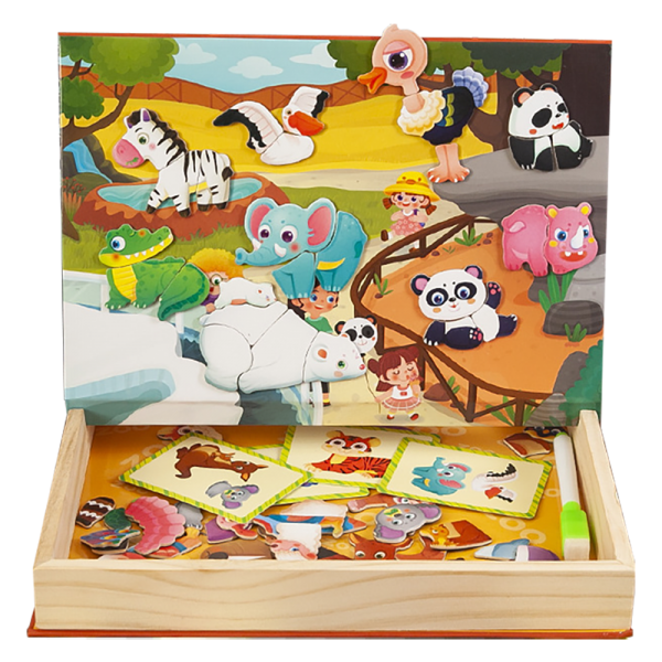 Hộp ghép hình thế giới động vật kèm thẻ hình và bảng vẽ cho bé RFD574813 C402