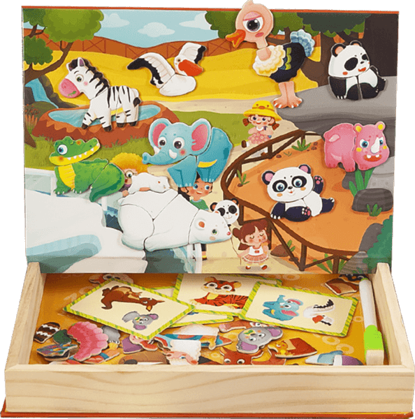 Hộp ghép hình thế giới động vật kèm thẻ hình và bảng vẽ cho bé RFD574813 C402