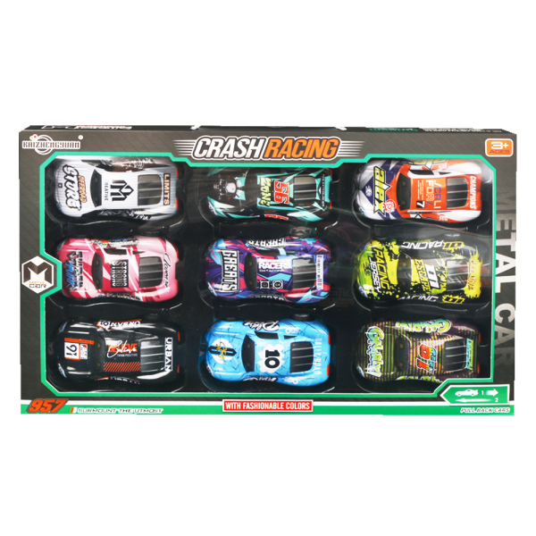 Bộ 9 xe đua mô hình đa màu chạy trớn HW23162153 C402