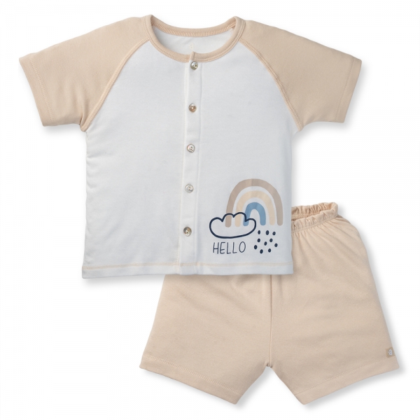 Set 2 Bộ kháng khuẩn Modal ngắn Cầu vồng Animo VD1023001 (0-24M,Beige)