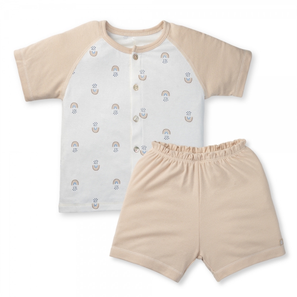 Set 2 Bộ kháng khuẩn Modal ngắn Cầu vồng Animo VD1023001 (0-24M,Beige)