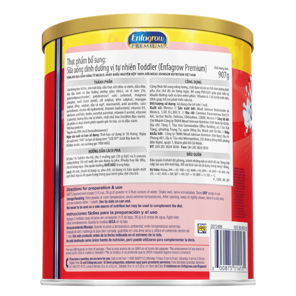 Sữa Enfagrow Premium Toddler Nutritional 907g (từ 1 tuổi)
