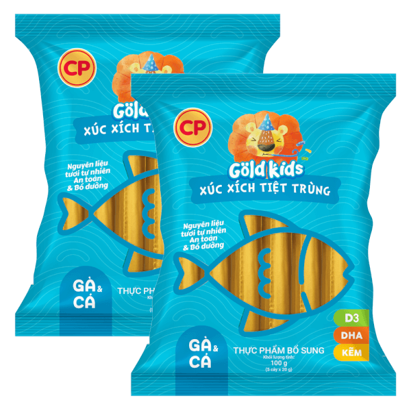 Combo 2 Xúc Xích Tiệt Trùng Goldkids Gà & Cá
