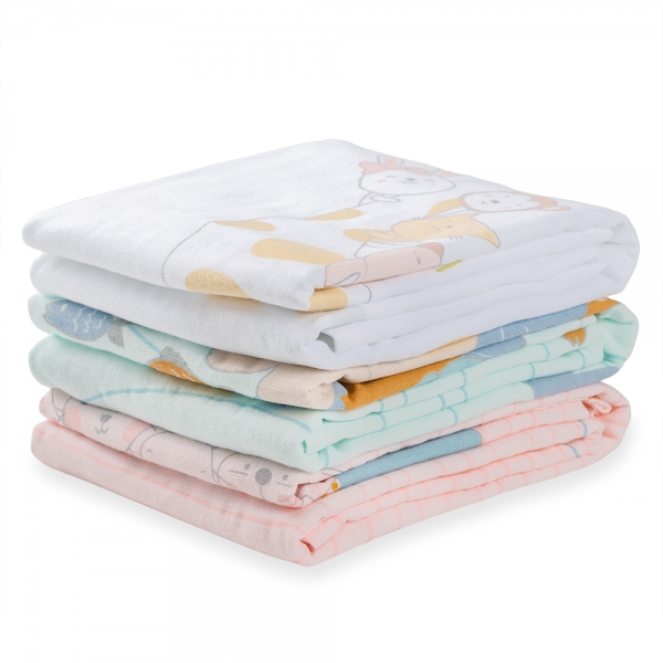 Khăn tắm trẻ em Cotton Hươu cao cổ Animo BM9T (60x120cm,Trắng-Giao hoạ tiết ngẫu nhiên)