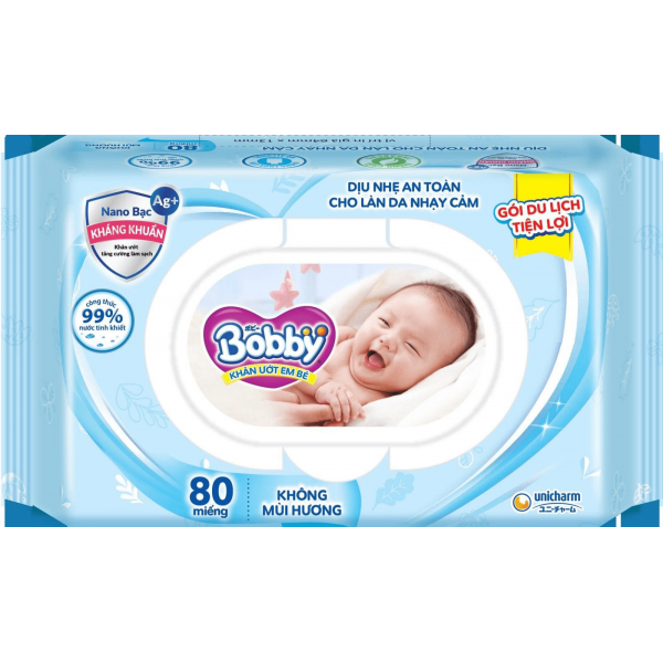 QT Bobby_Khăn ướt Bobby Care 80 miếng (không hương)
