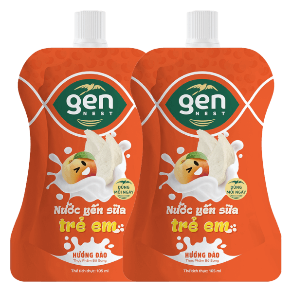 Combo 2 Nước yến sữa trẻ em Gennest hương Đào 105ml