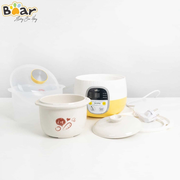 Nồi nấu chậm Bear 0,8L (Vàng, SUBE001, Vi)