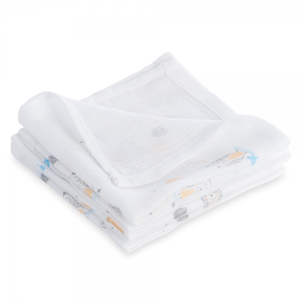 Khăn gạc sợi tre in hình Cú mèo và Nhím Animo HM9X (25x25cm,5 cái)