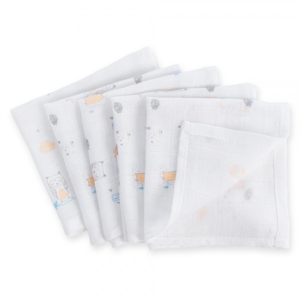 Khăn gạc sợi tre in hình Cú mèo và Nhím Animo HM9X (25x25cm,5 cái)