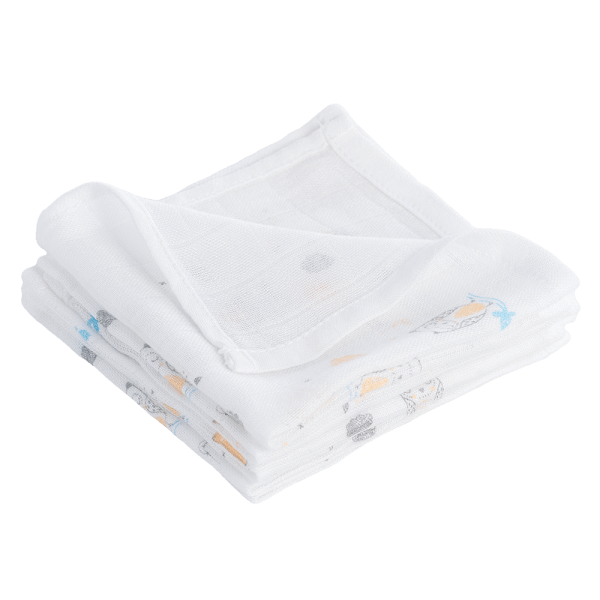 Khăn gạc sợi tre in hình Cú mèo và Nhím Animo HM9X (25x25cm,5 cái)