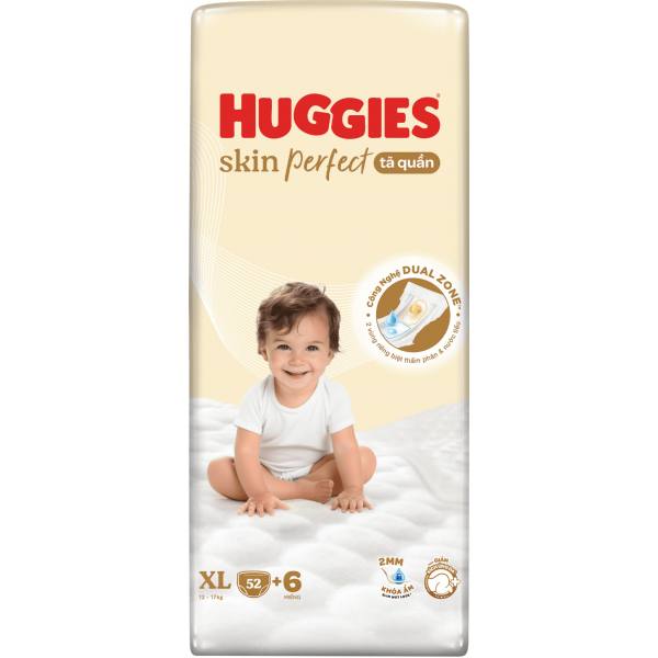 Combo 4 Tã quần Huggies SkinPerfect Pants (XL, 12-17kg, 52+6 miếng) (giao bao bì ngẫu nhiên)