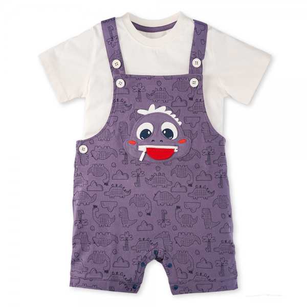 Bộ yếm bé trai ngắn Dino Animo HN0524001 (9M-4Y,Kem phối tím)
