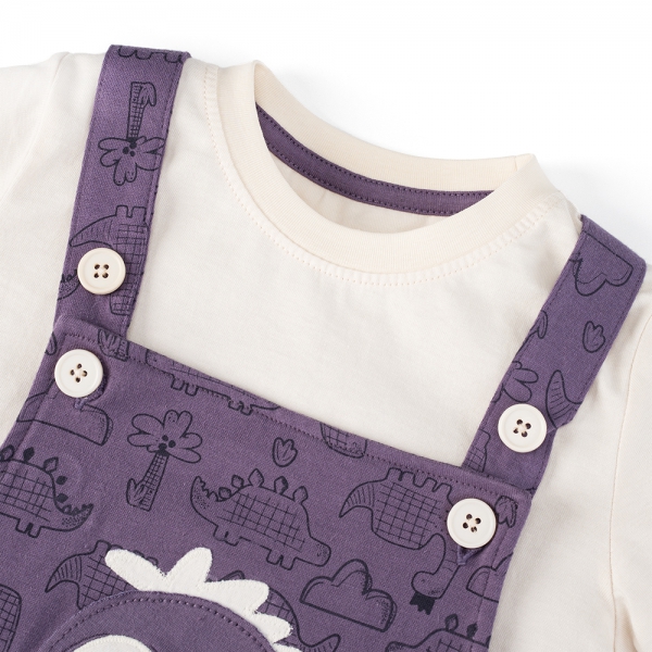 Bộ yếm bé trai ngắn Dino Animo HN0524001 (9M-4Y,Kem phối tím)