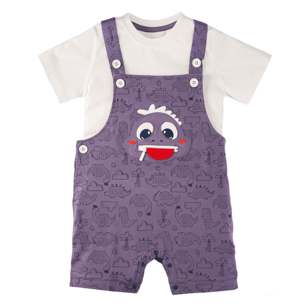 Bộ yếm bé trai ngắn Dino Animo HN0524001 (9M-4Y,Kem phối tím)