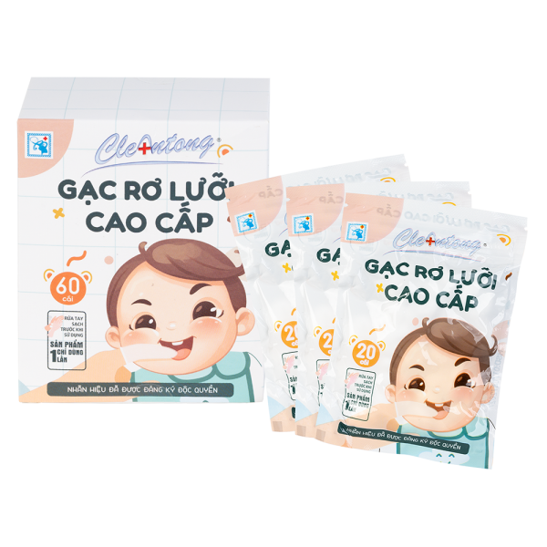Gạc rơ lưỡi cao cấp CleAntong (PE, 60 cái/hộp)