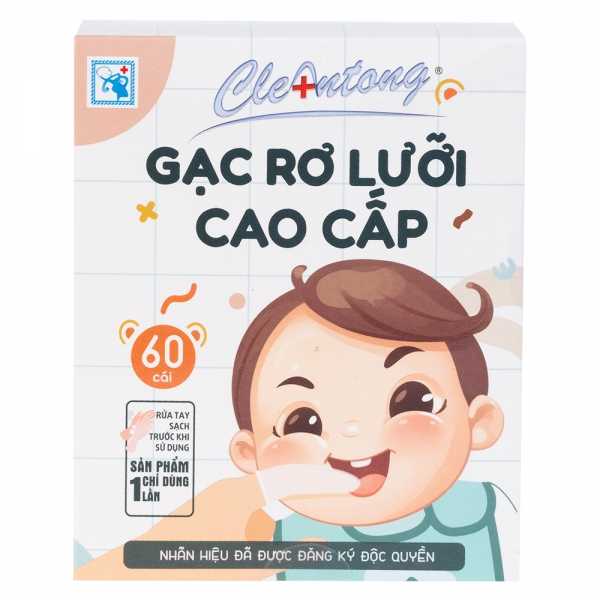 Gạc rơ lưỡi cao cấp CleAntong (PE, 60 cái/hộp)