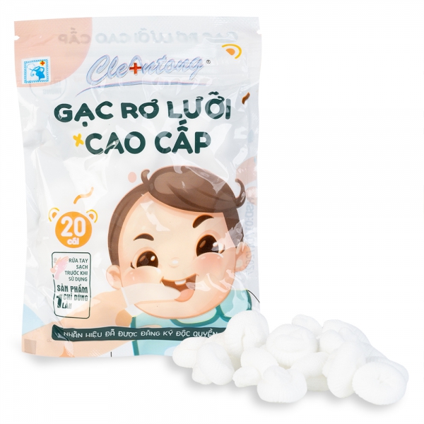 Gạc rơ lưỡi cao cấp CleAntong (PE, 20 cái/túi)