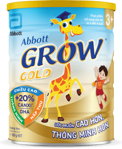 Sữa Abbott Grow 3+ 850g (3-6 tuổi) (tên cũ: Abbott Grow Gold 3+, giao bao bì ngẫu nhiên)