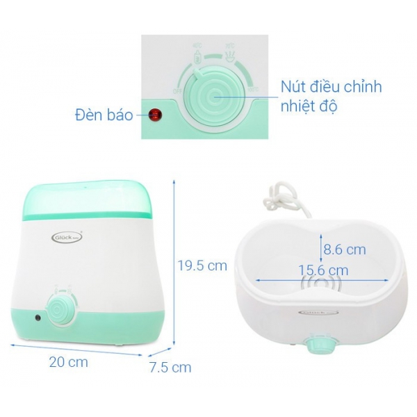 Máy hâm sữa 2 bình Gluck GN05 Xanh da trời (giao màu ngẫu nhiên)