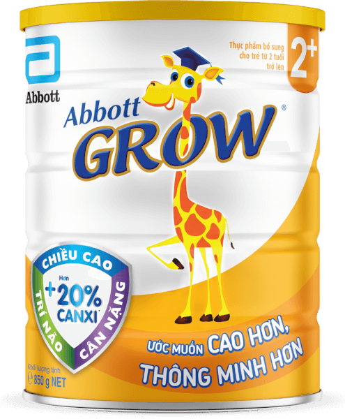 Sữa Abbott Grow 2+ 850g (trên 2 tuổi) (tên cũ: Abbott Grow 4 900g, giao bao bì ngẫu nhiên)