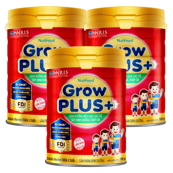 Combo 3 lon sữa GrowPLUS+ Đỏ 900g (từ 1 tuổi)