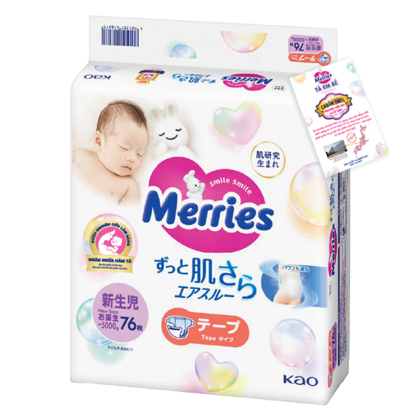 Tã dán Merries (Newborn, dưới 5kg, 76 miếng)