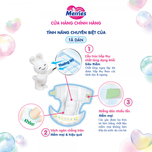 Tã dán Merries (Newborn, dưới 5kg, 76 miếng)