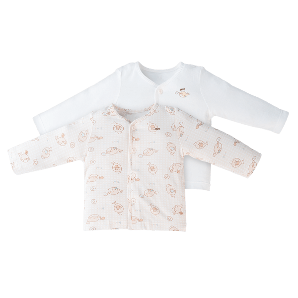 Set 2 áo sơ sinh cài giữa tay dài Animo Easy KV0724003 (NB-9M,Trắng-HT Cá)