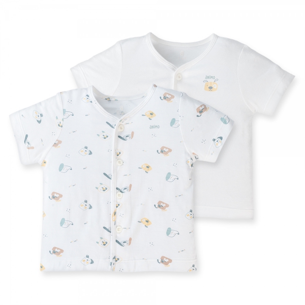 Set 2 áo sơ sinh cài giữa tay ngắn Animo Easy KV0724001 (NB,Trắng-HT Cún con)