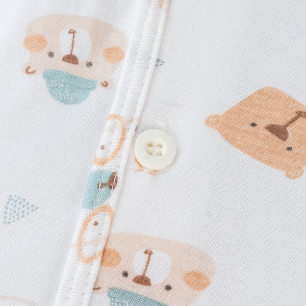 Set 2 áo sơ sinh cài chéo tay dài Animo Easy KV0724004 (NB,Trắng-HT Gấu)