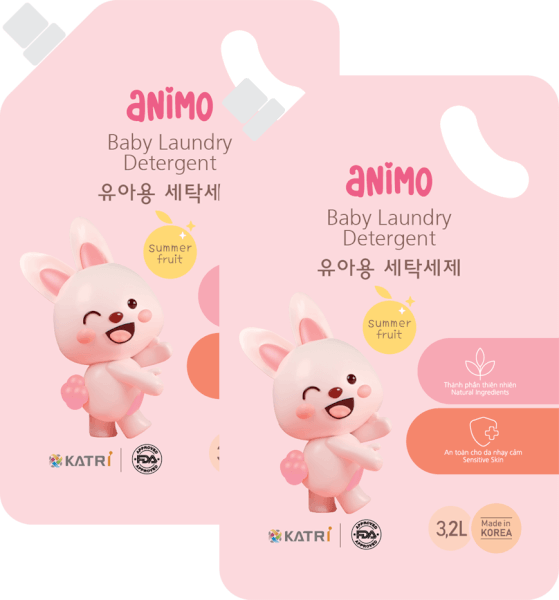 Combo 2 Nước giặt cho bé Animo hương trái cây mùa hè túi refill 3,2L