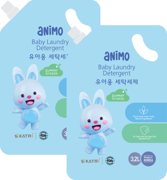 Combo 2 Nước giặt cho bé Animo hương làn gió mùa hè túi refill 3,2L