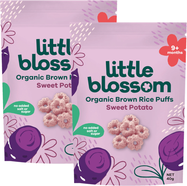 Combo 2 Bánh Puffs Gạo Lứt Hữu Cơ Little Blossom Vị Khoai Lang Tím 40g