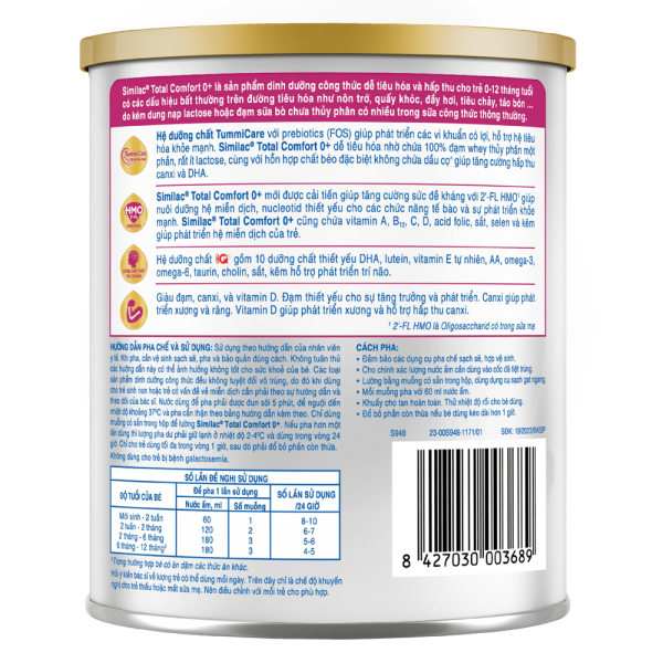 Sữa Similac Total Comfort 0+ (HMO) 360g (0-12 tháng) (giao bao bì ngẫu nhiên)