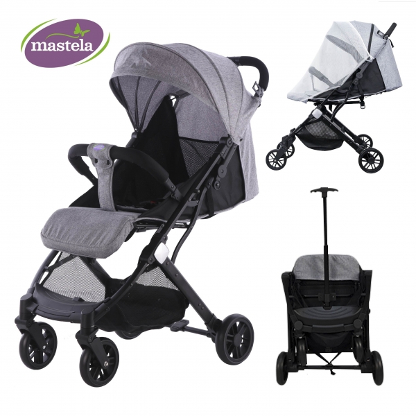Xe đẩy du lịch gấp gọn tích hợp tay kéo Mastela HN-275 (màu ghi)