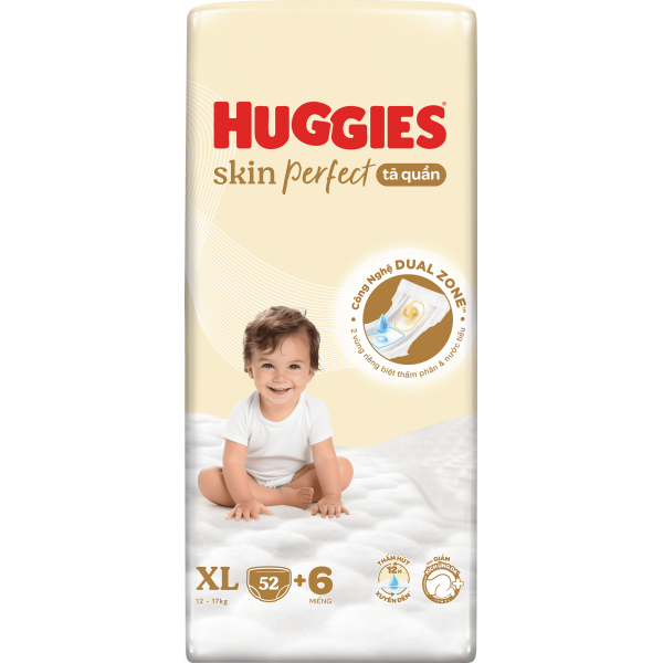 Combo 4 Tã quần Huggies SkinPerfect Pants (XL, 12-17kg, 52+6 miếng) (giao bao bì ngẫu nhiên)