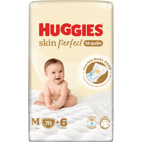 Tã quần Huggies SkinPerfect Pants (M, 6-11kg, 70+6 miếng) (giao bao bì ngẫu nhiên)