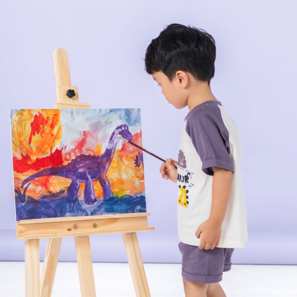 Bộ bé trai ngắn Dino Animo HN0524002 (6M-6Y,Kem phối tím)