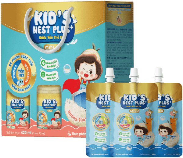 Nước Yến Kid'S Nest Plus+ Total Protect Gold 18% (Lốc 6 tặng 3 túi)