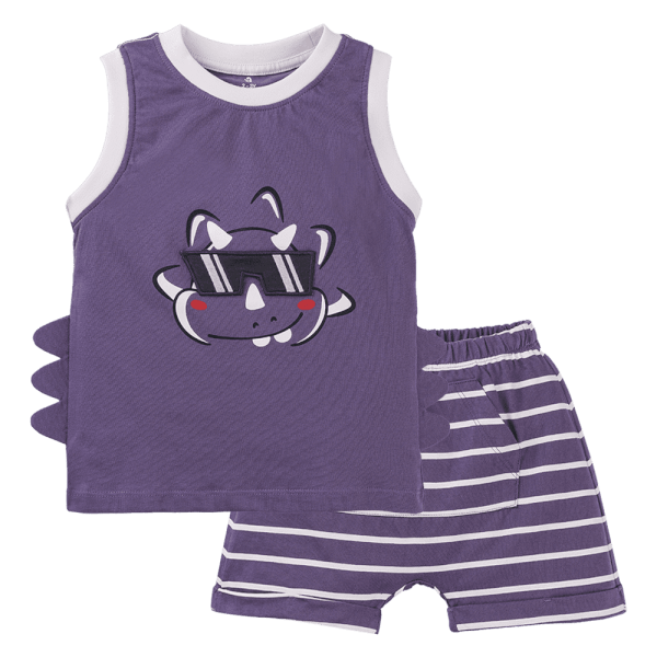 Bộ sát nách bé trai ngắn Dino Animo HN0524003 (6M-6Y,Tím)