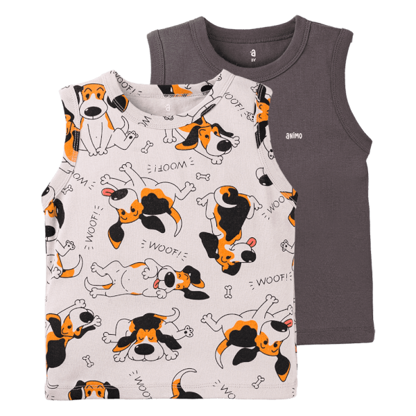 Set 2 áo bé trai sát nách Animo Easy HN0624013 (1-4Y,Nhiều màu)