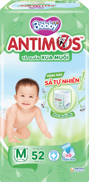 Tã quần Bobby Antimos Xua Muỗi (size M, 52 miếng)